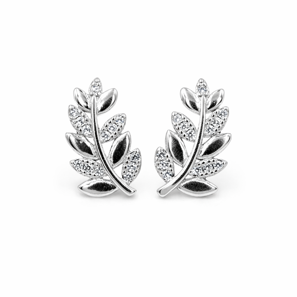 Silver Leaf Whisper Stud Earrings