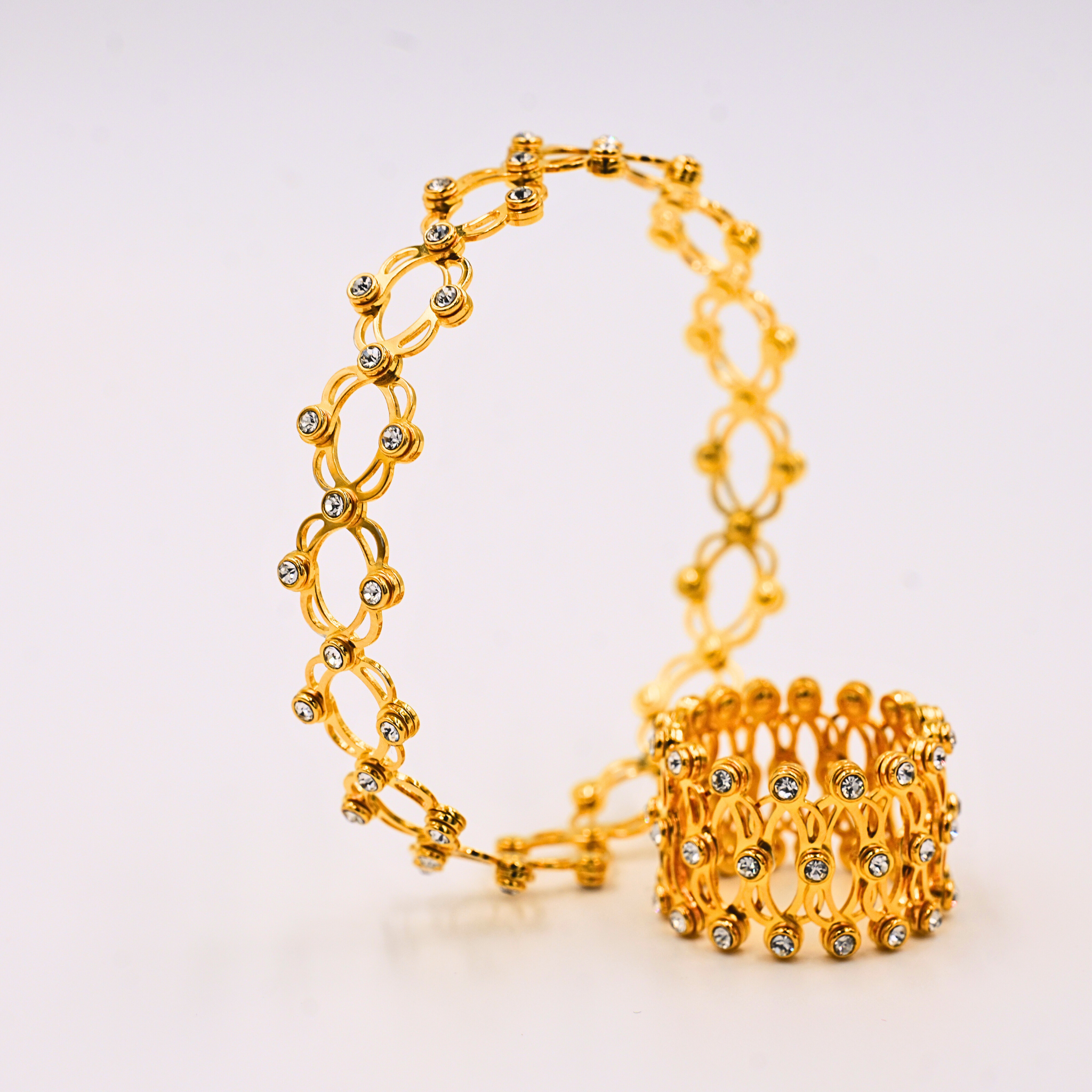 Golden Lattice Convertible Ring Bracelet