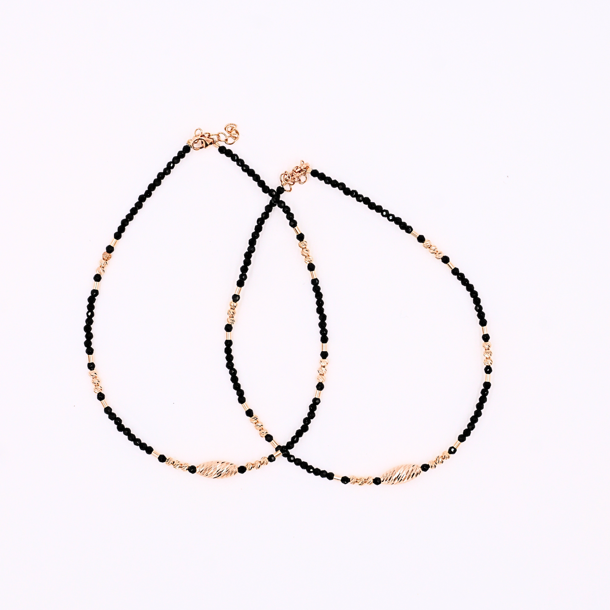 Rosé Noir Beaded Anklet