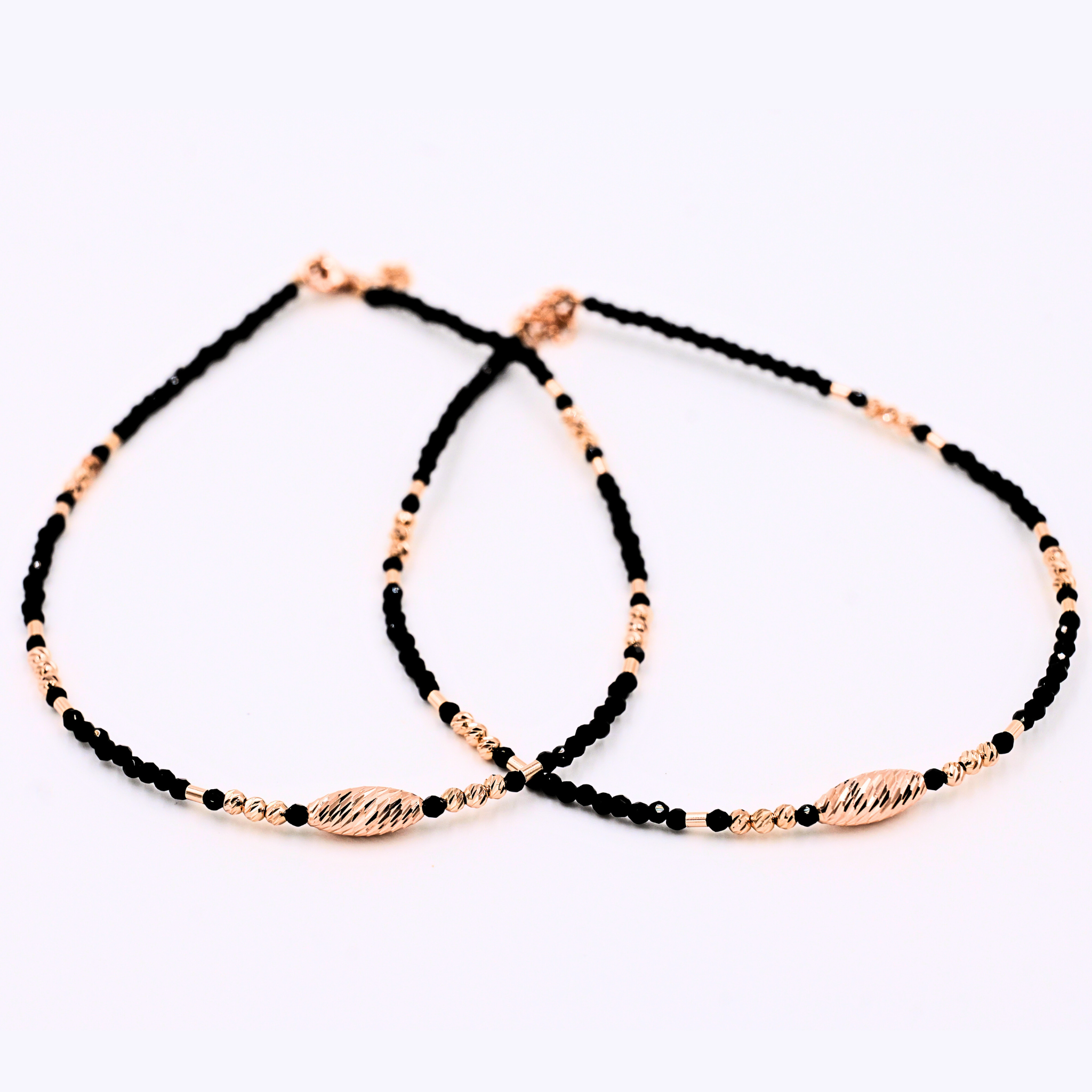 Rosé Noir Beaded Anklet