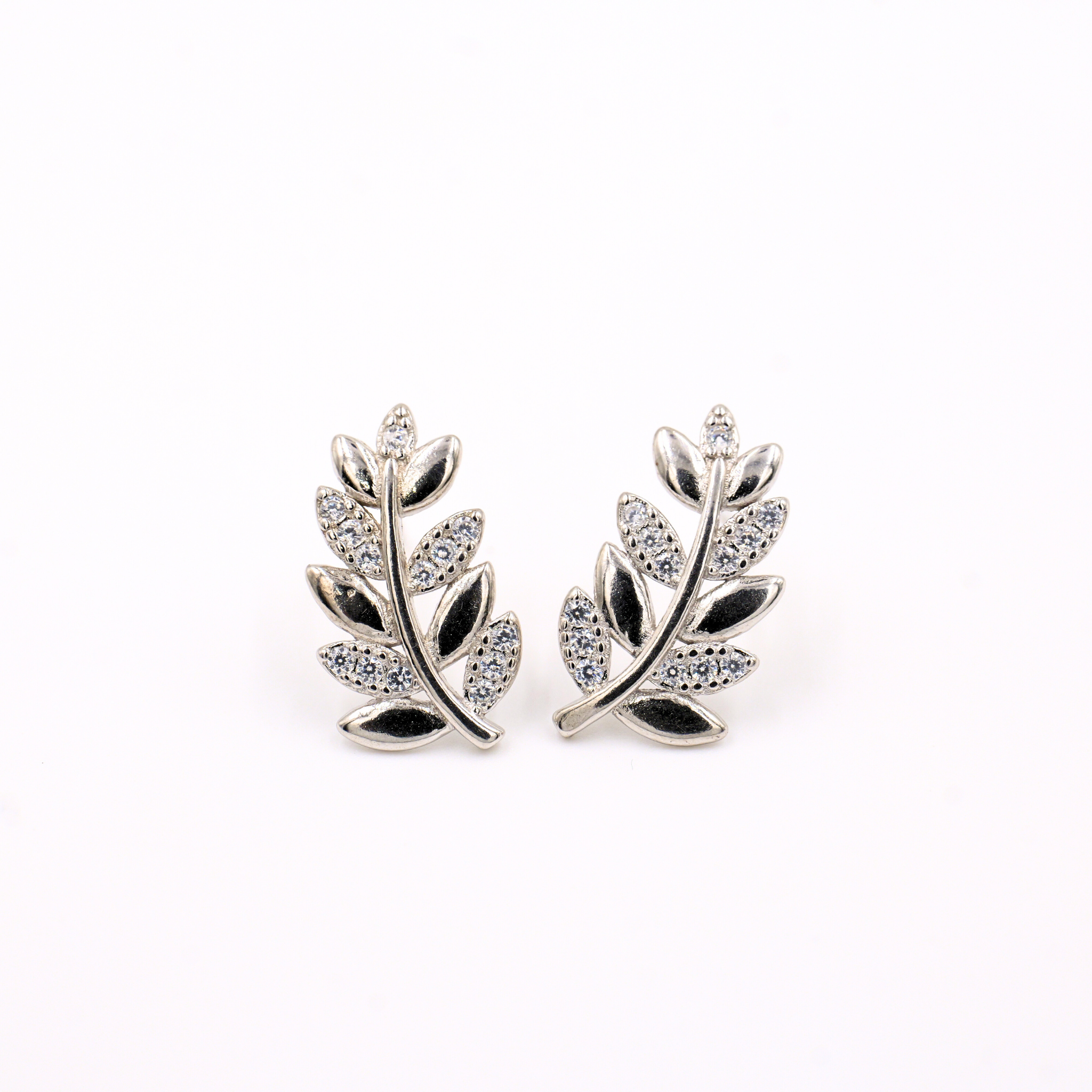 Silver Leaf Whisper Stud Earrings