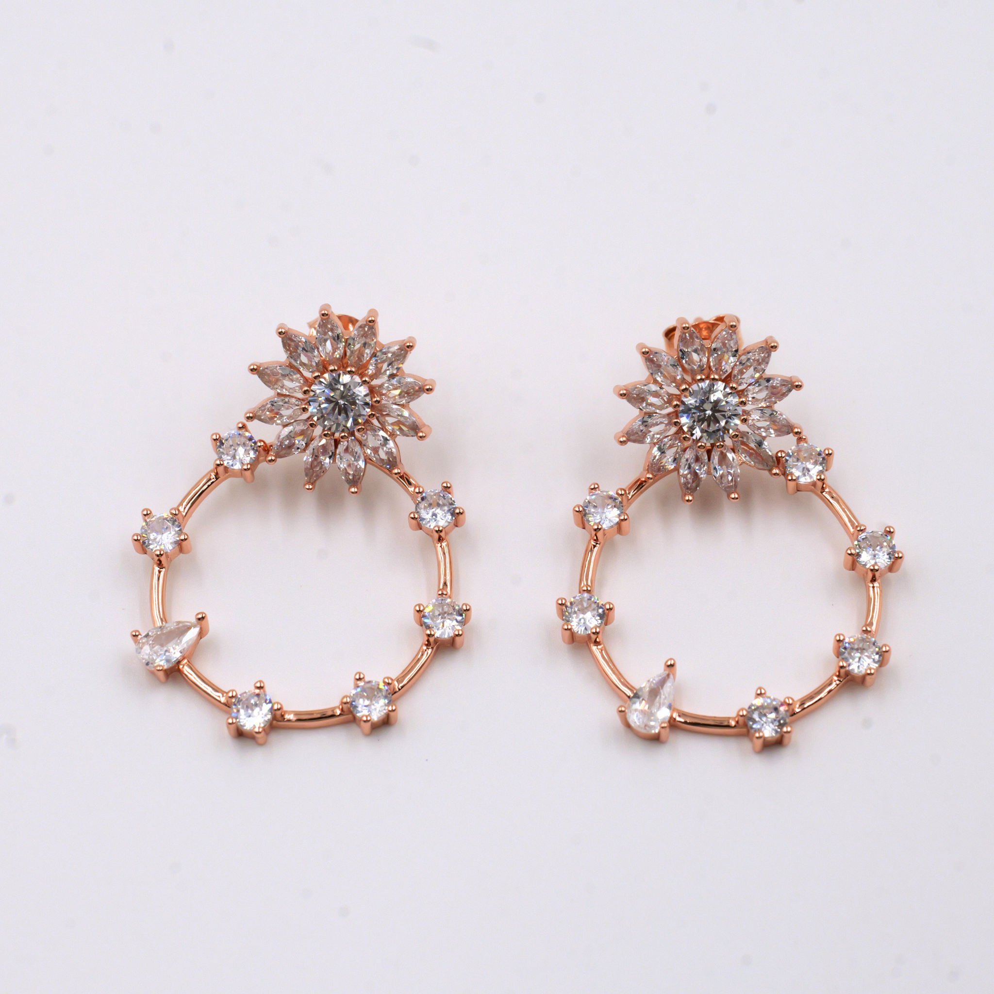 Rosé Crystal Orbit Hoops