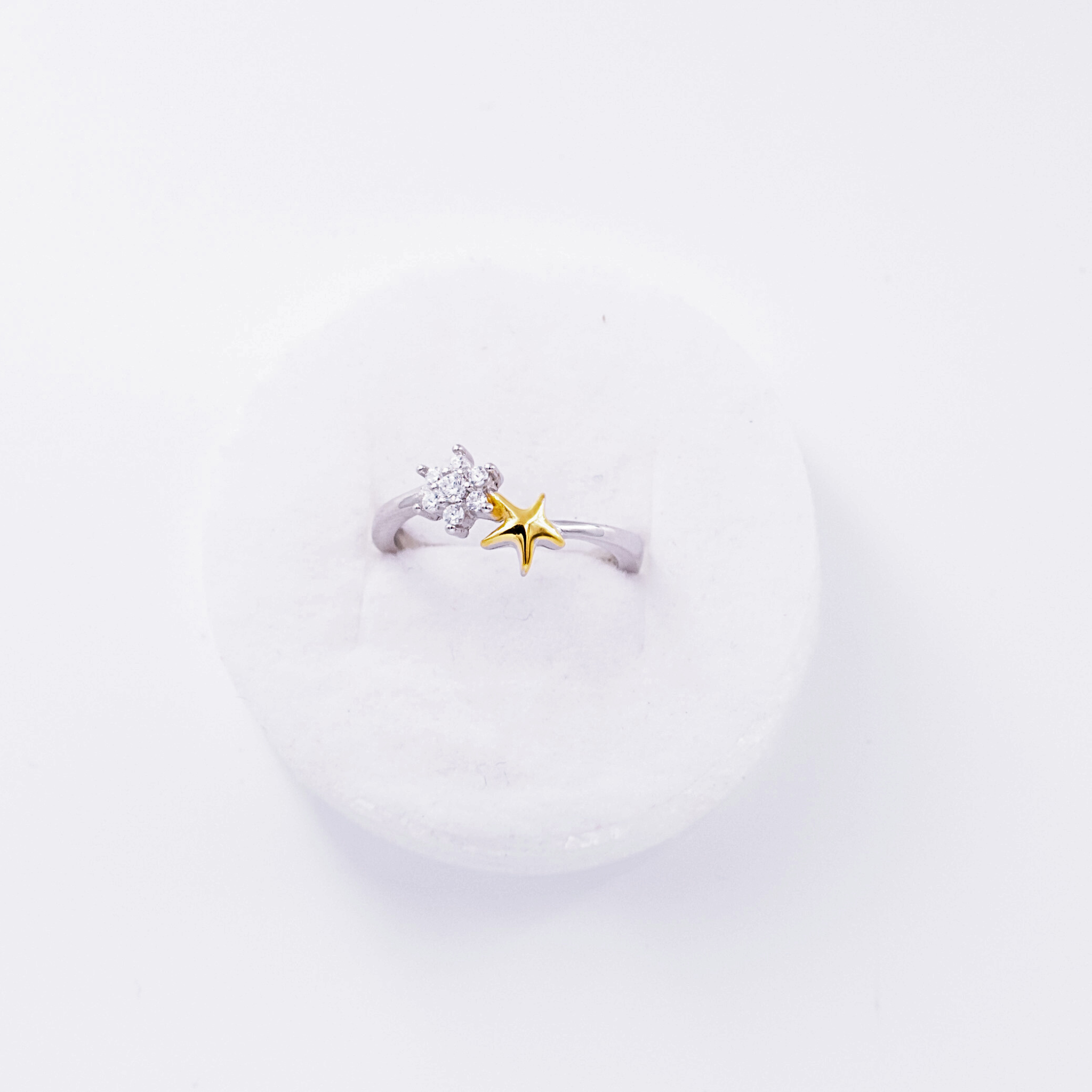 SILVER GOLD STAR RING